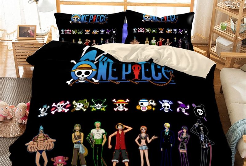Parure de Lit Noire One Piece. Bonne qualité, confortable et à la mode sur un lit dans une maison