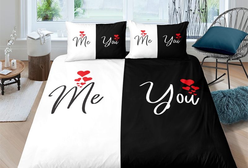 Parure de lit noir et blanc Me & You;