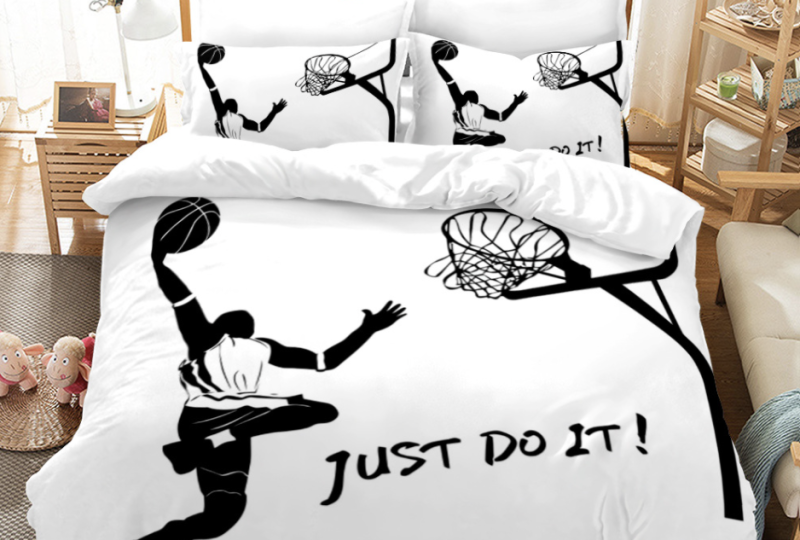 Parure de lit panier basketball en noir et blanc