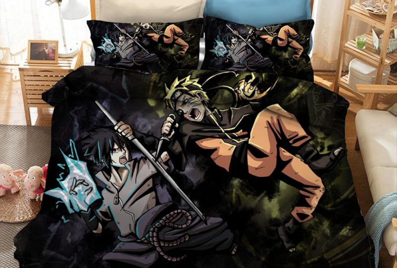 Parure de lit Naruto le combattant. Bonne qualité, confortable et à la mode sur un lit dans une maison