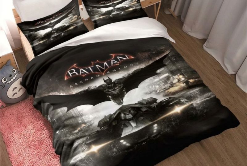 Parure de lit Batman avec sa batmobile, dans une chambre à coucher