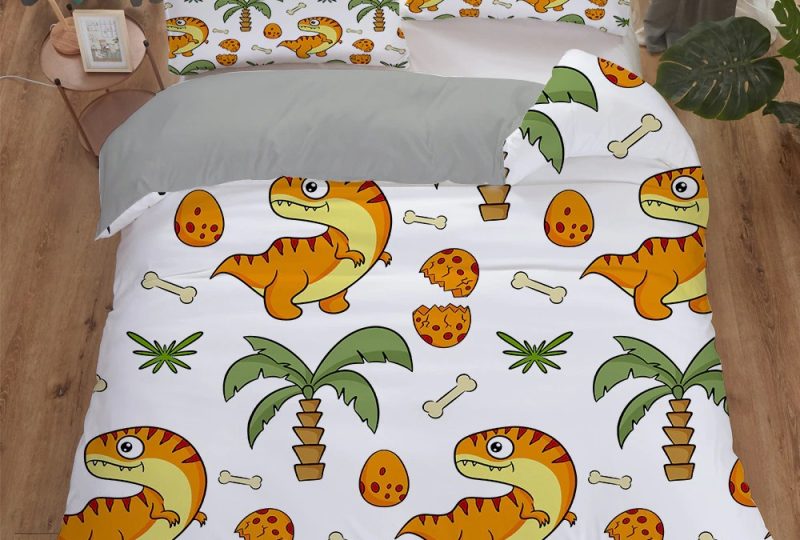 Parure de lit dinosaure dessin d'enfant amusant