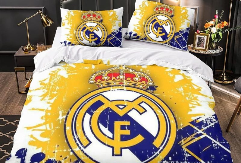 img_Parure de lit Real Madrid bleu et jaune pour deux personnes_02