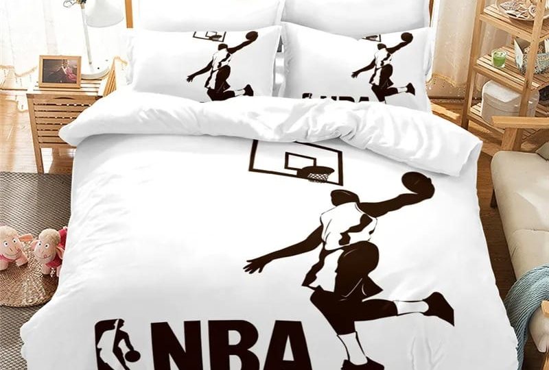 Parure de lit basketball NBA en coton avec un fond une chambre