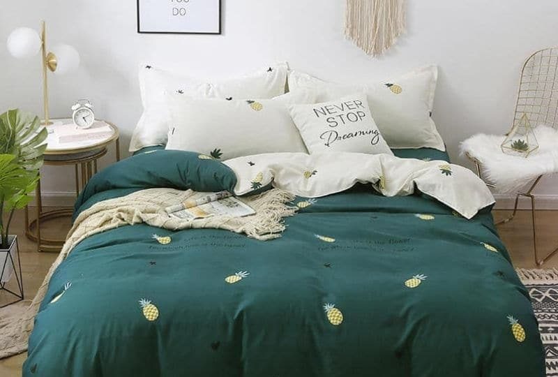 parure de lit verte